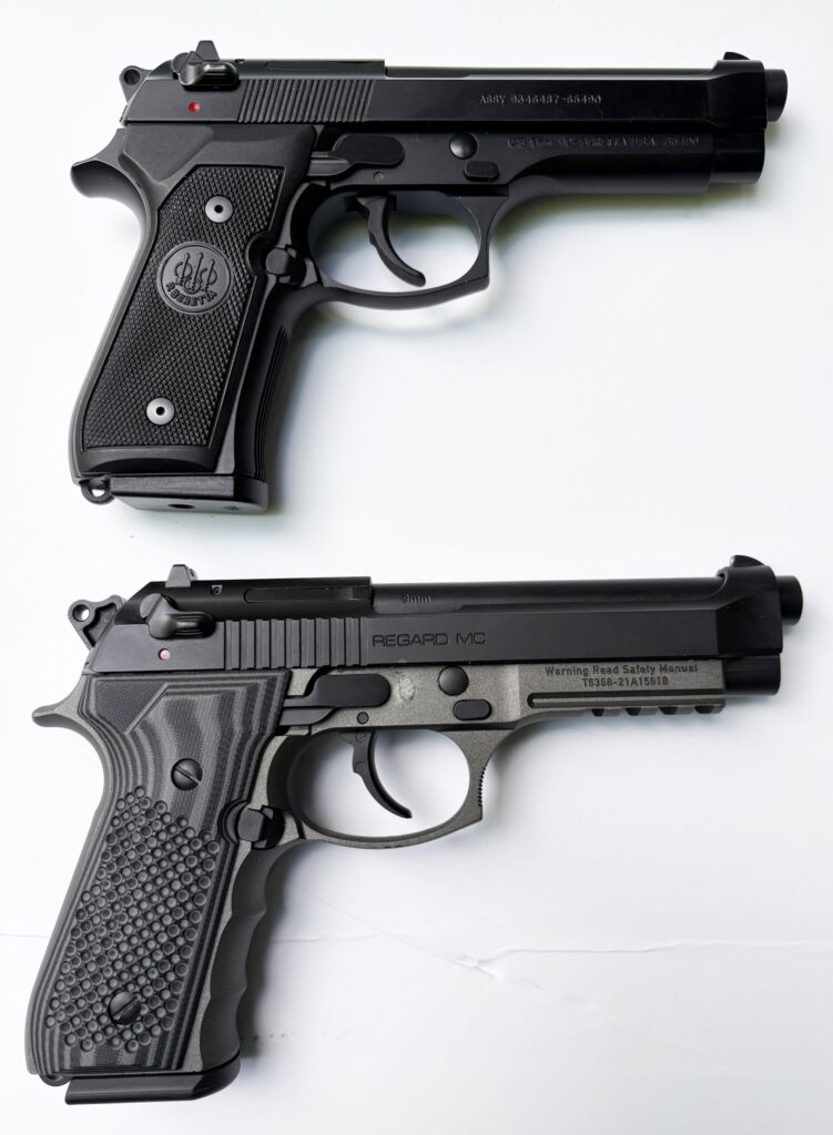 two pistols on white background for comparison