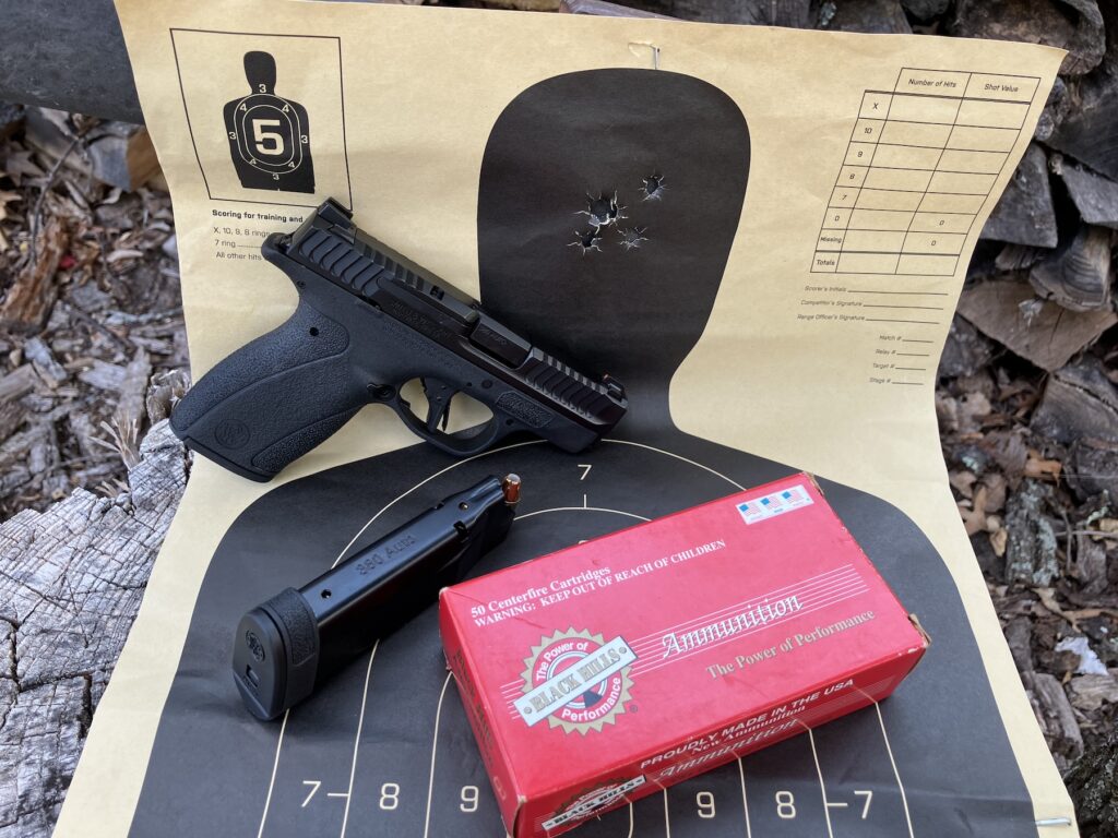 pistol on used target