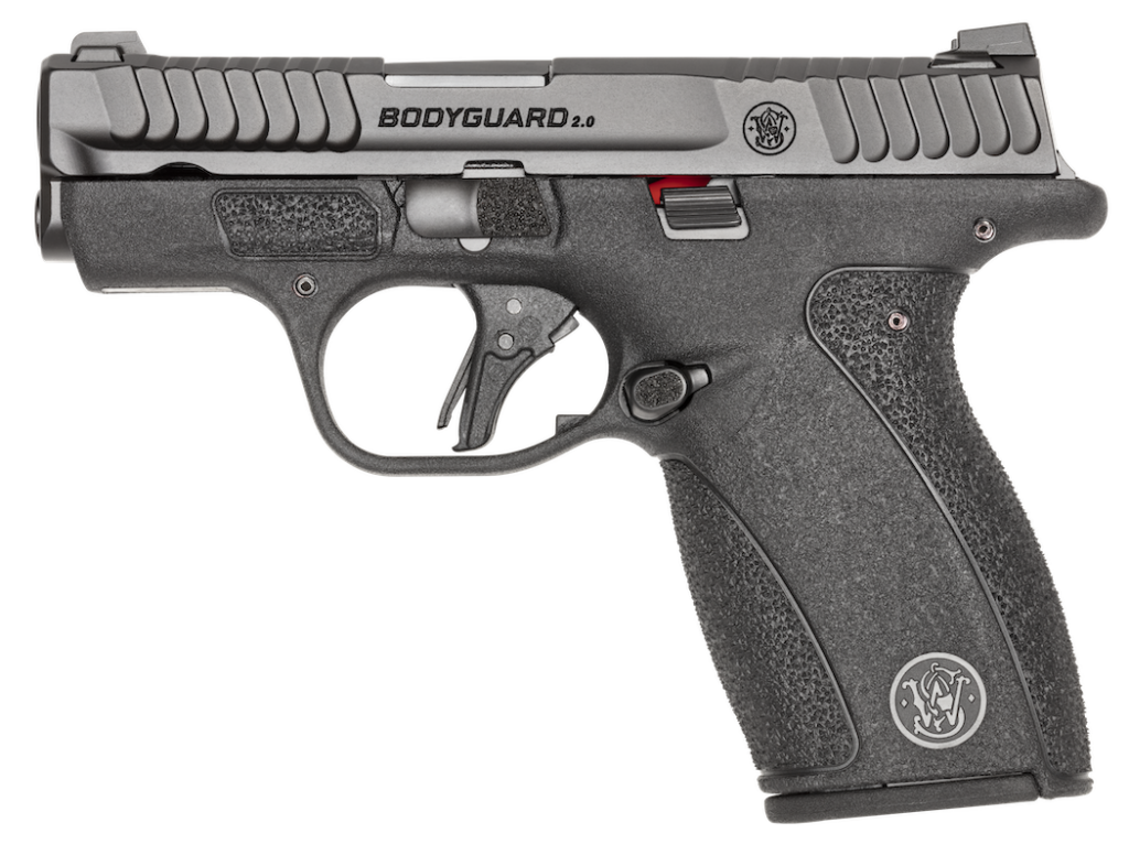 superimposed pistol on white background