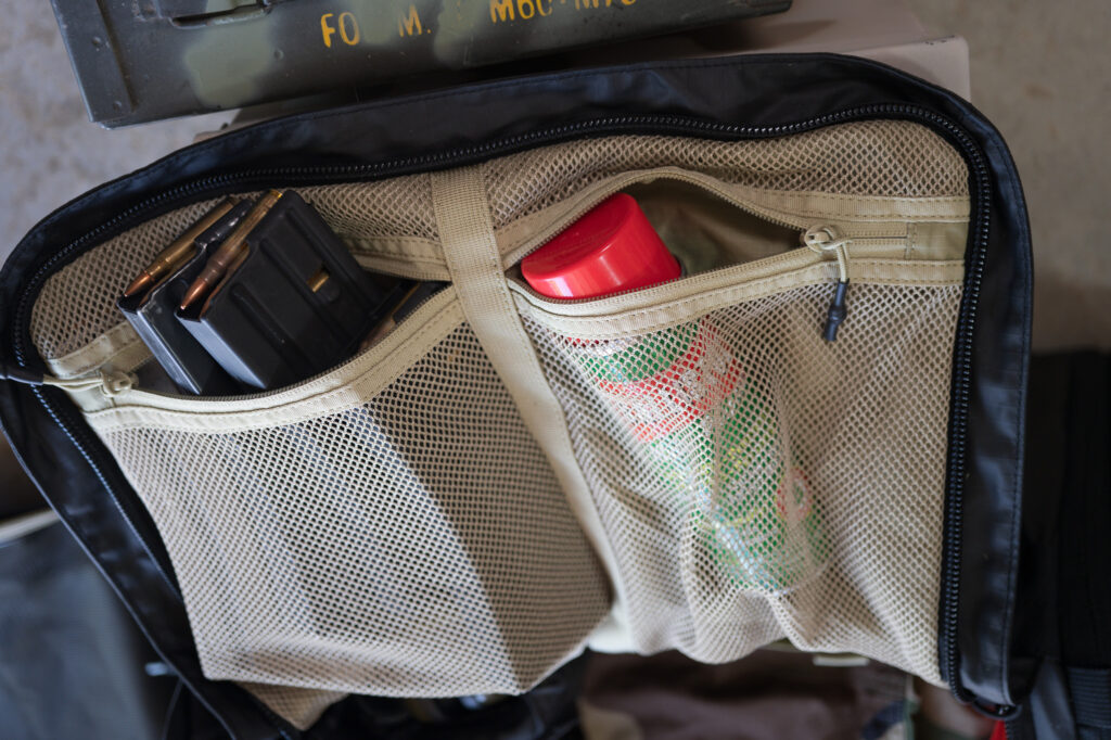 Interior of bag displaying pockers and storage