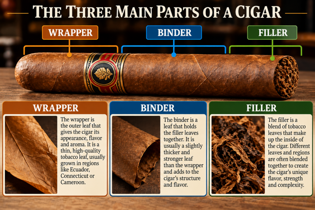 photo diagram of the parts of a cigar